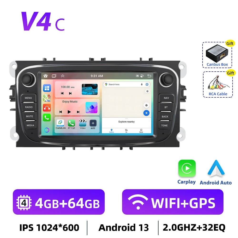 Carplay Android Radio Voor Ford Focus 2 2008-2011 S-Max Mondeo Galaxy C-Max Auto Multimedia Speler Gps Stereo Intelligent Systeem