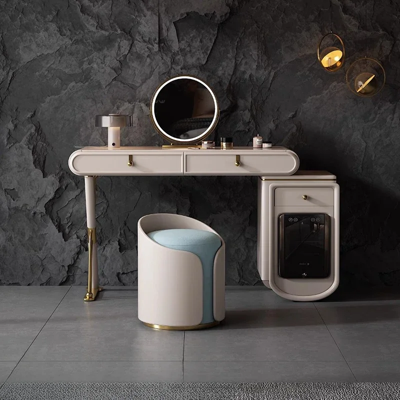 

Italian minimalist suspended dressing table Modern minimalist small unit bedroom beauty refrigerator integrated light luxury dre