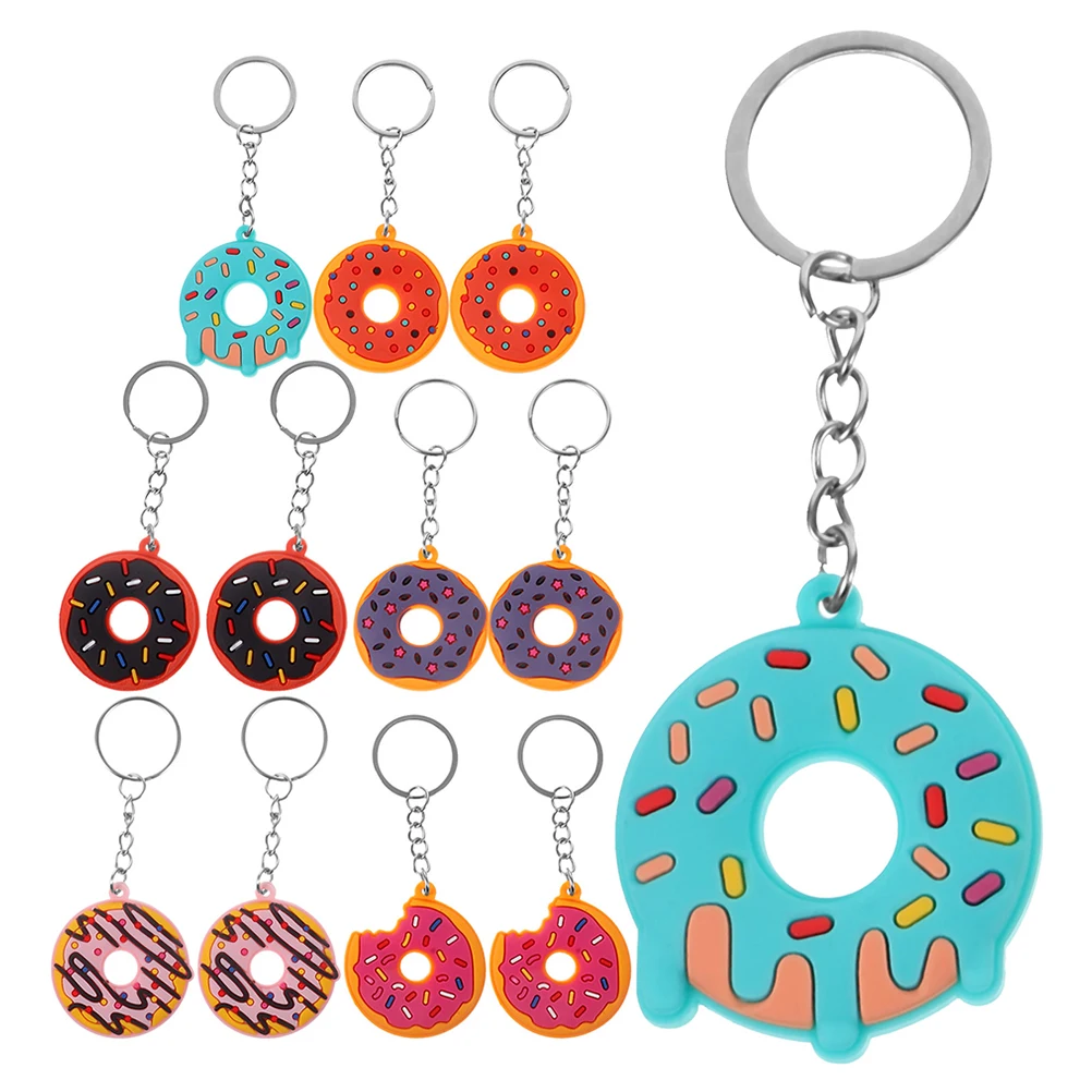 

18pcs Donut Keychain Pendants PVC Soft Cute Trendy Decorative Bag Backpack Hanging Accessories Fade Resistant DurableDonuts
