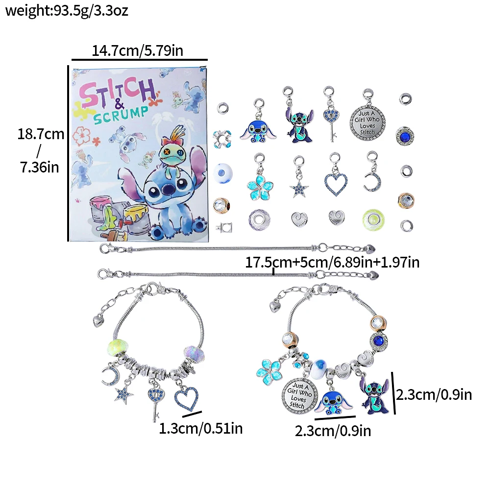 Disney Anime Lilo & Stitch Creativo Avvento Sorpresa Scatola cieca Ciondolo fai da te Accessorio punto per regali con ciondoli per amici