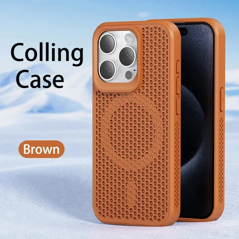 Cooling Heat Dissipation Magnetic Phone Case For iPhone 18 17 16 15 14 13 12 11 Pro Max Breathable Hard Back Cover For Magsafe