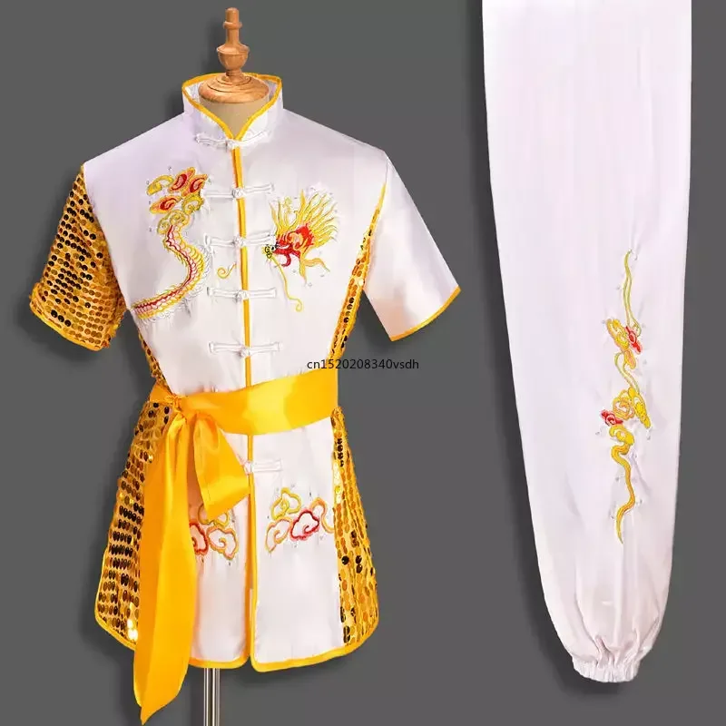 Männer Frauen chinesische traditionelle Drachen Wushu Uniform Kung Fu Kleidung Set Kampfkunst Uniform Tai Chi Kleding Taoist Shaolin