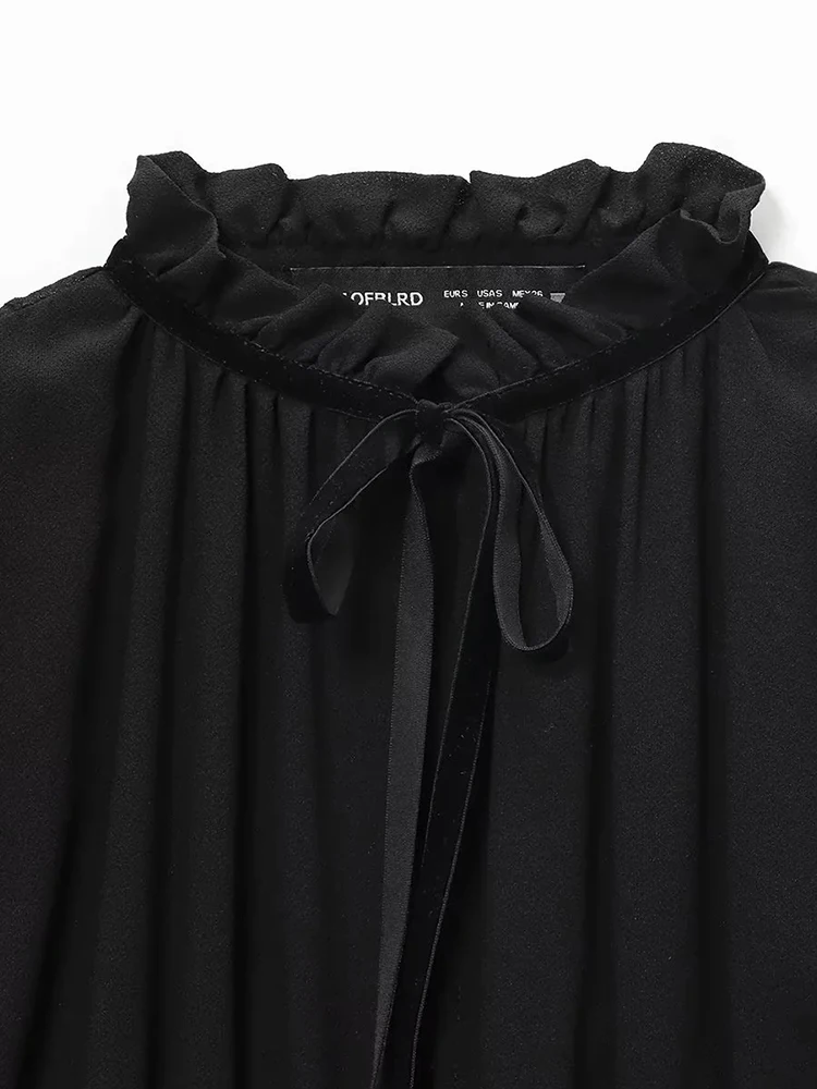 المرأة خريف شتاء جديد ريترو الدانتيل متابعة قميص نسائي بلوزات أنيقة قميص طويل الأكمام بلون النساء بلايز