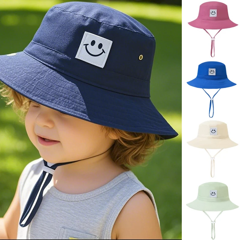 

Summer Autumn Baby Bucket Hat Solid Cotton Panama Caps For Children Girls Boys Outdoor Anti UV Kids Beach Caps Kids Fishing Hats