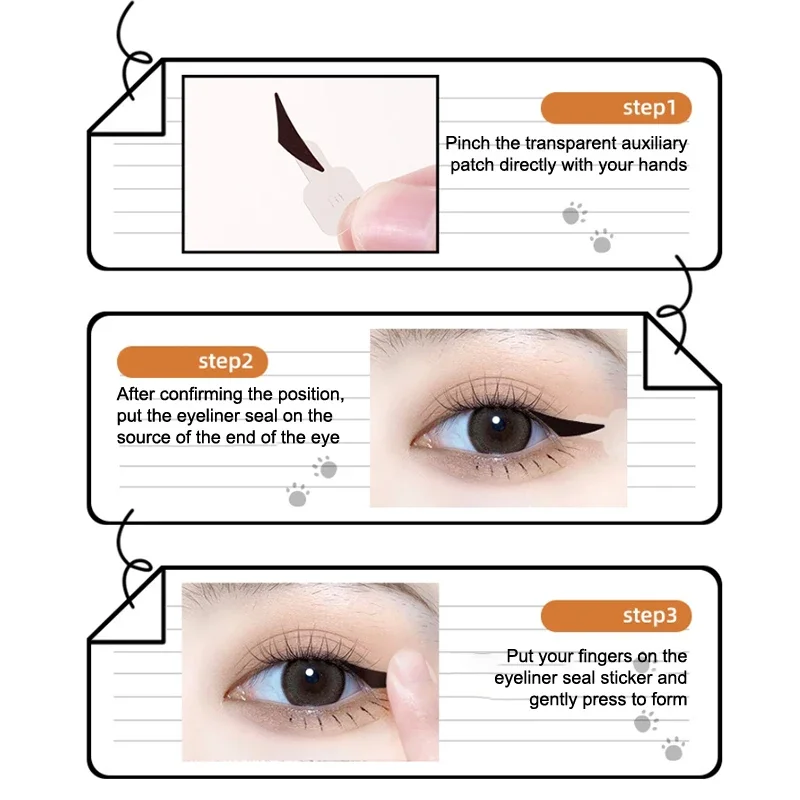 140Pcs/Box Water Resistant Eyeliner Stamp Stickers With Handle One-stick Molding Easy To Use Waterproof Sweat Resistant Sweat