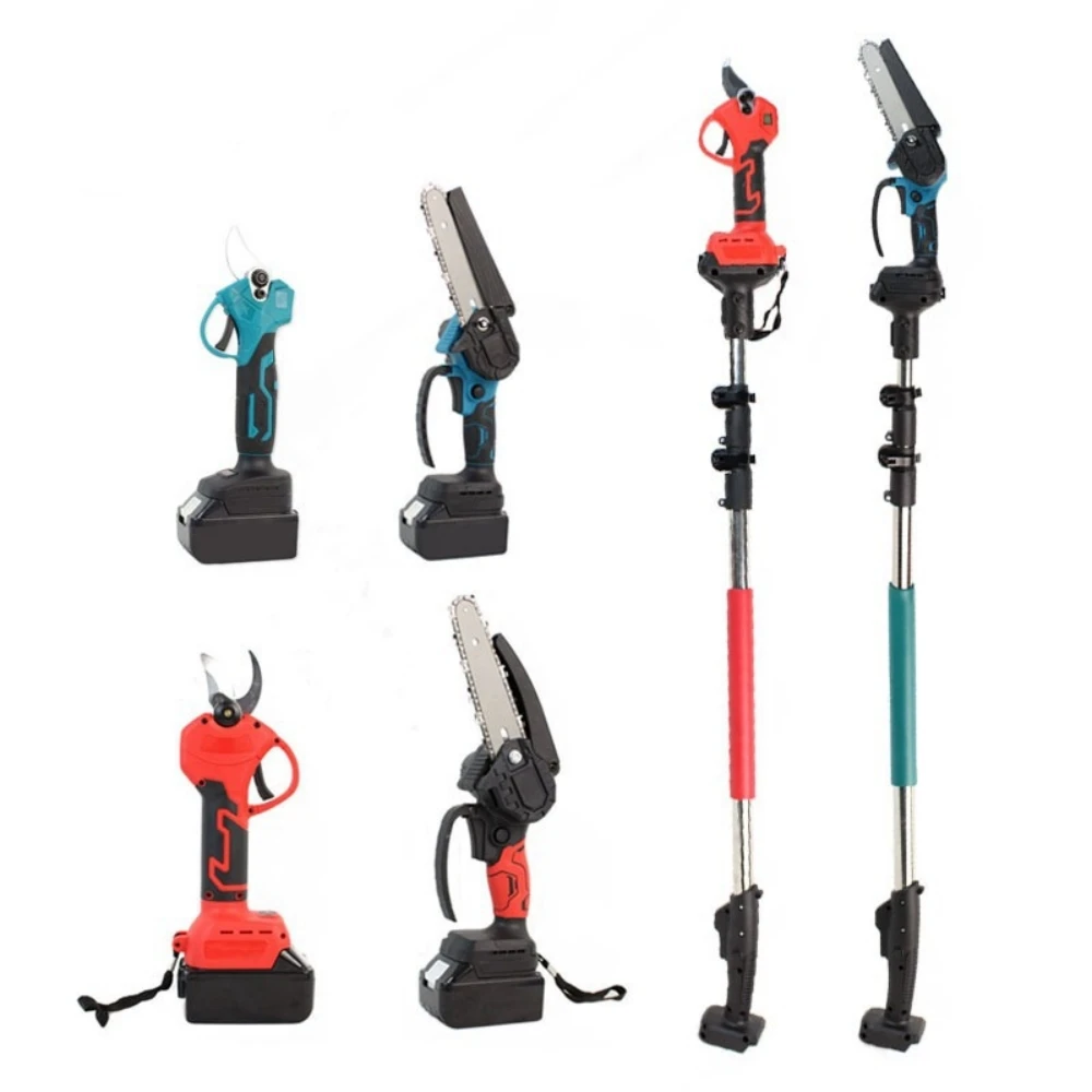 

Cordless Lithium Battery 3.2cm Pruning Shears 6 Inches Electric High Branch Saw 2.1m Telescopic High Branch Garden Pruning Set