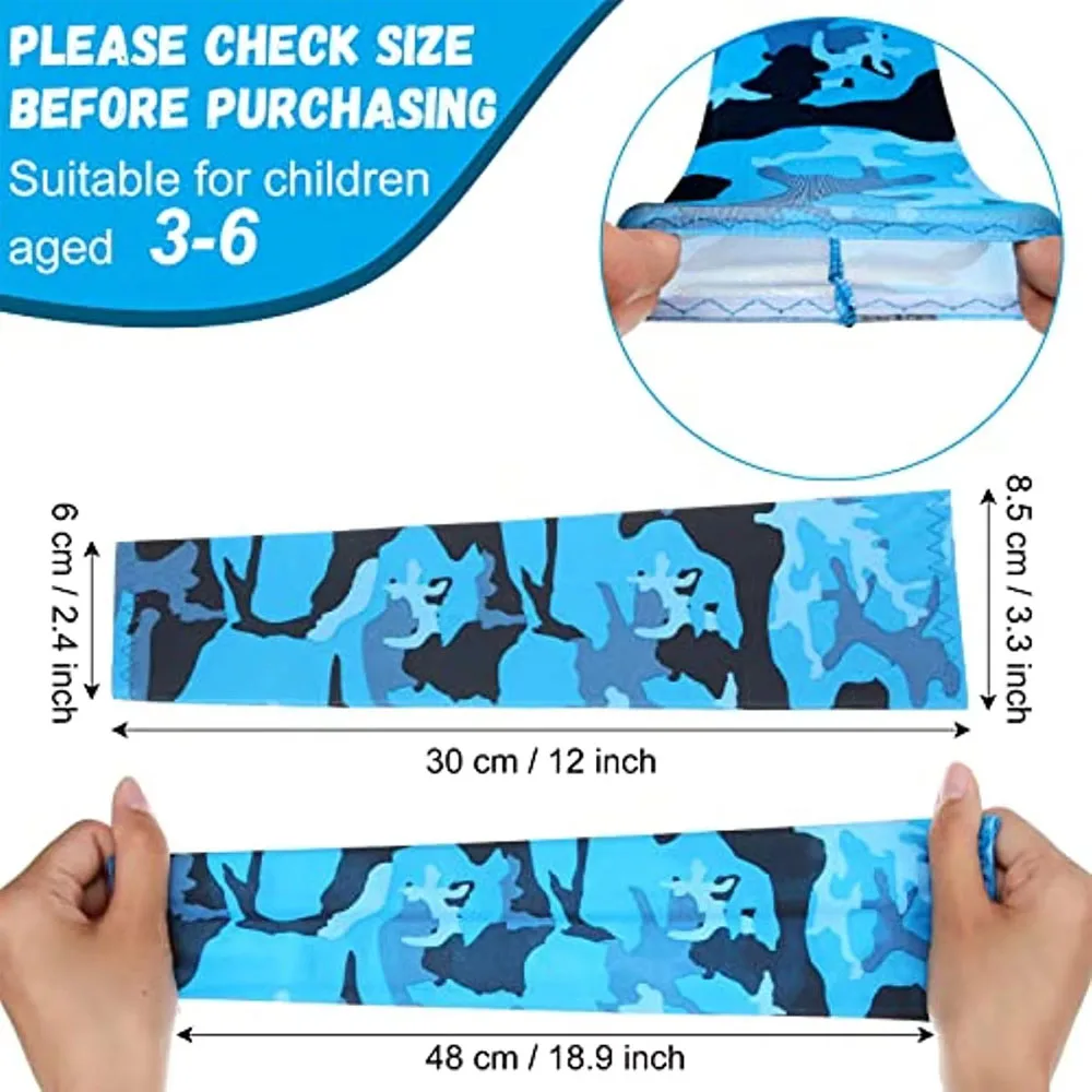 1Pair Kids Sports Cooling Arm Sleeves UV Protection Sun Cover Elastic Ice Cuff Arm Warmer Outdoor Sports Cycling Basketball