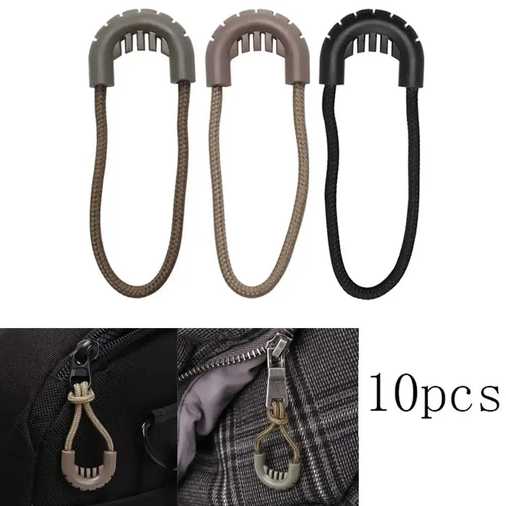 10Pcs EDC Multi-purpose Zip Zipper Pulls Cord Rope Anti-theft Zip Tails Security Buckle For Outdoor Travel Clothing Backpack