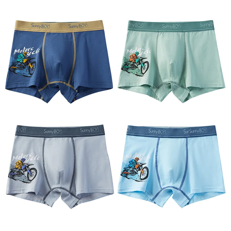 4-piece Set of Children's Underwear Pure Cotton Breathable Boxing Shorts Beach Pants Sports Medium Length Children's Leggings