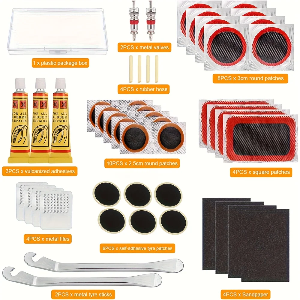 AliExpress Bike Tire Repair Kit - Portable Case with Patches & Tools for Bike, Motorcycle & Inflatable Tubes