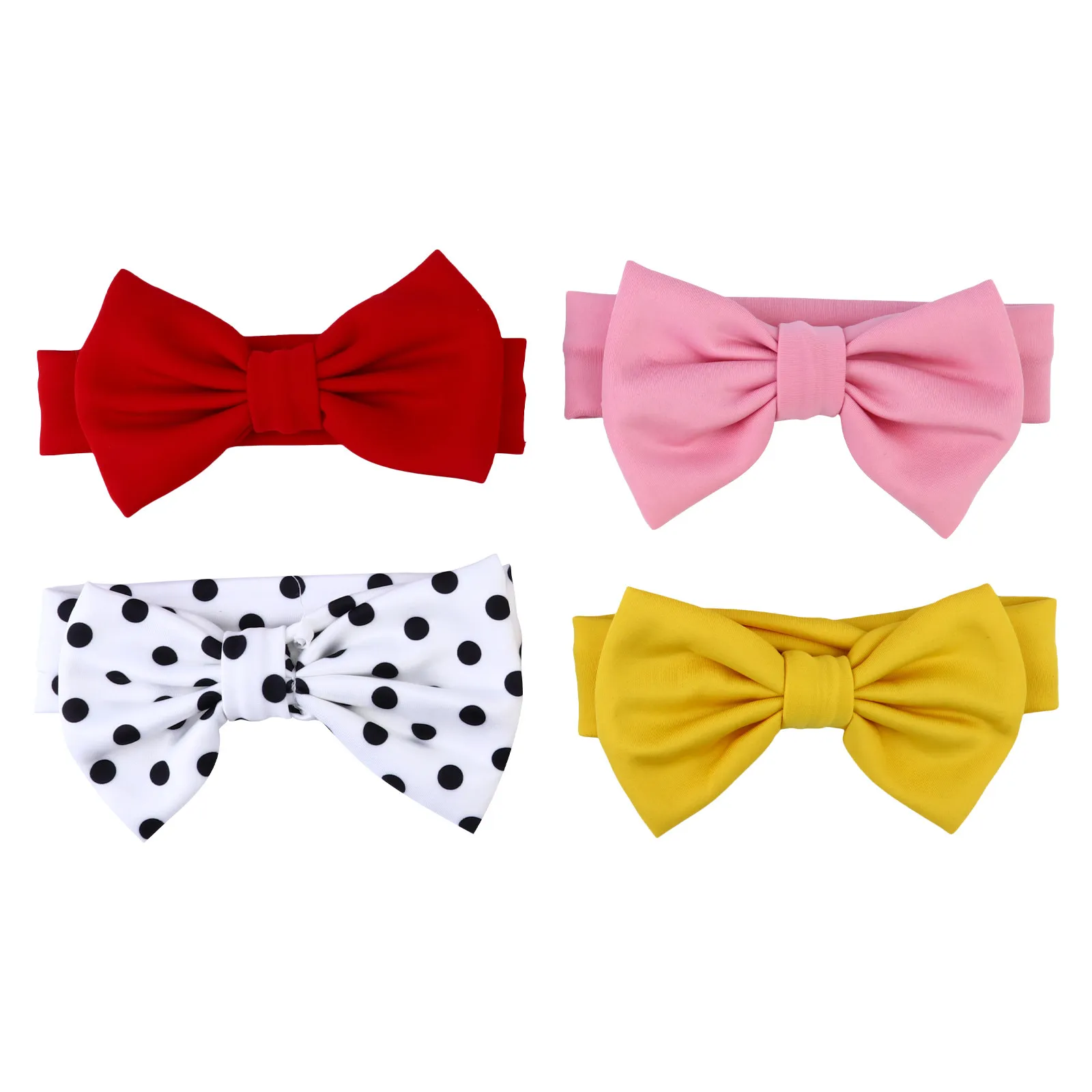 

4Pcs Bow Headbands Stylish Soft Stretchy Hair Accessories Adjustable Photo Shoot Hairbands for