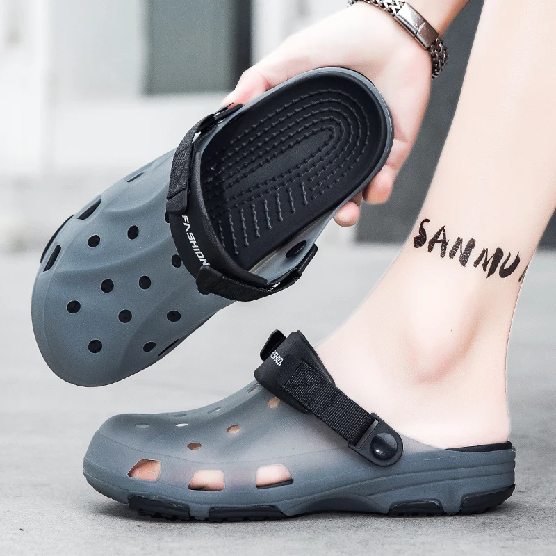 

Men's Driving Anti-slip Hollow out Plastic Slippers Summer Outdoor Breathable Soft Bottom Sandproof Water Resistant Flip Flops