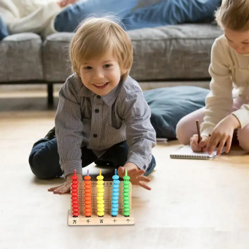 ไม้ Montessori Abacus นับลูกปัด5สี Early การศึกษาคณิตศาสตร์การนับของเล่น50ลูกปัดสำหรับเด็ก