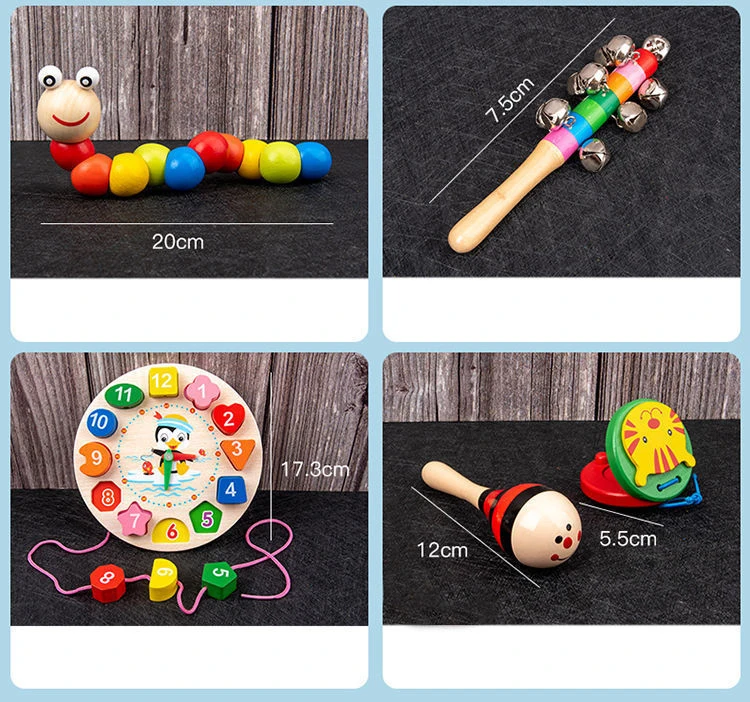 9 em 1 brinquedos montessori de madeira chocalho sino tambor coluna conjunto instrumentos musicais sensorial brinquedo do bebê precoce educação da criança