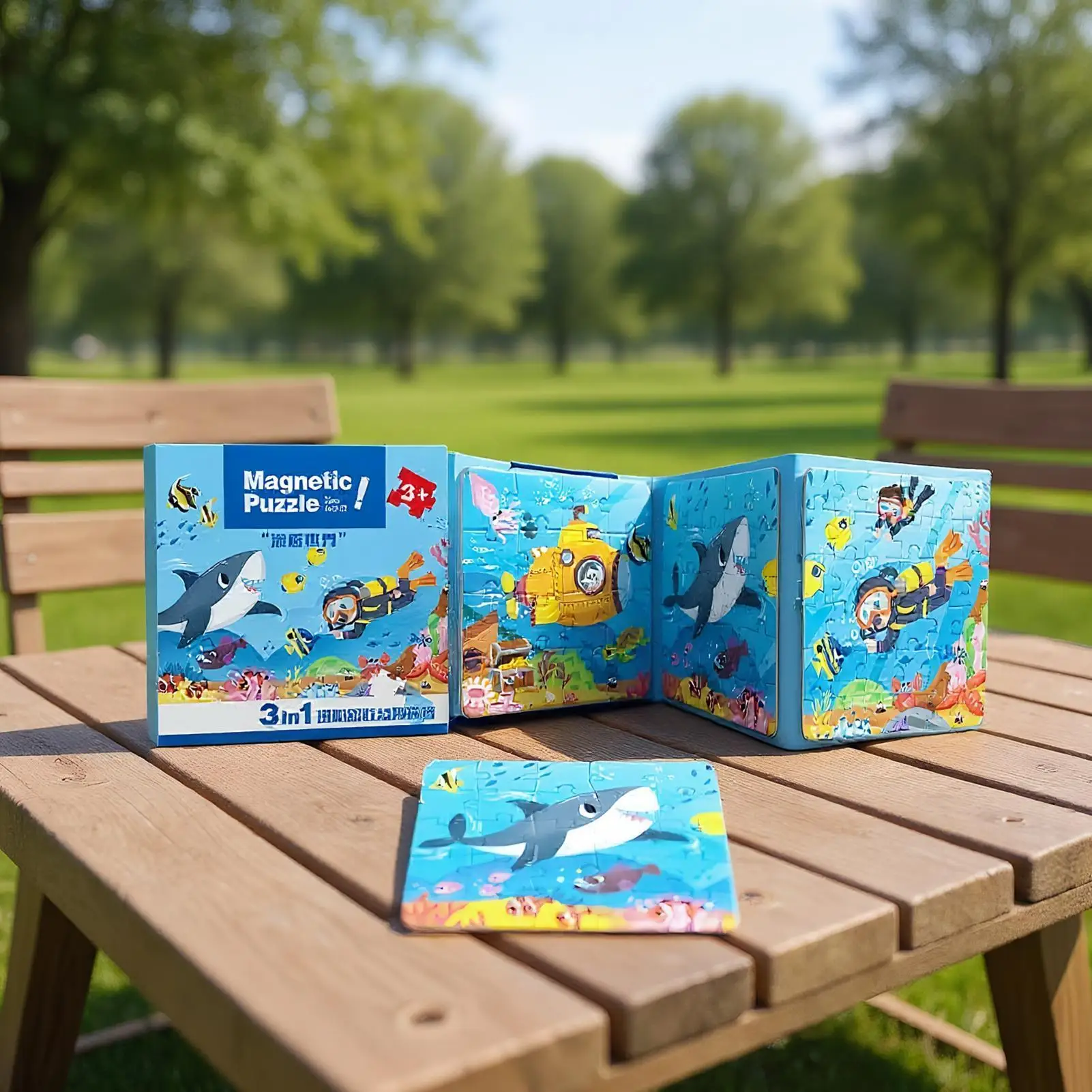Quebra-cabeça magnético dos desenhos animados quebra-cabeças de viagem para crianças portátil pai criança interação brinquedos de viagem atividades de viagem de estrada para 2-6 anos