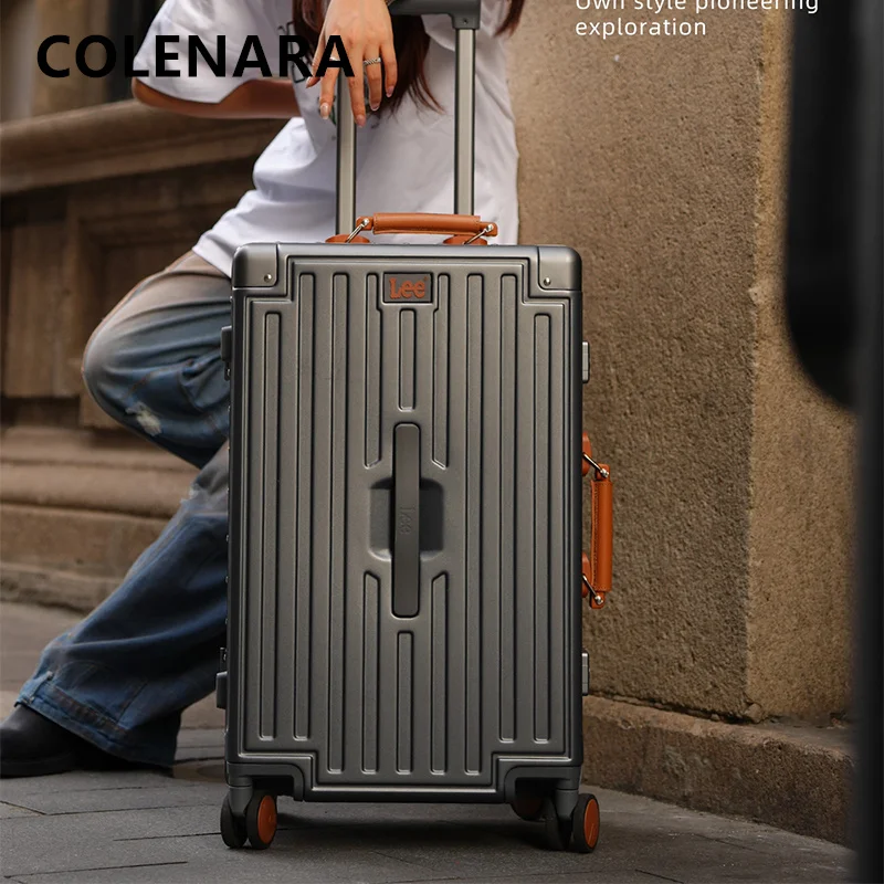 

COLENARA Carry-on Travel Luggage Aluminum Frame Boarding Box Large Capacity Student Trolley Case 20"24"26"28 Inch Cabin Suitcase