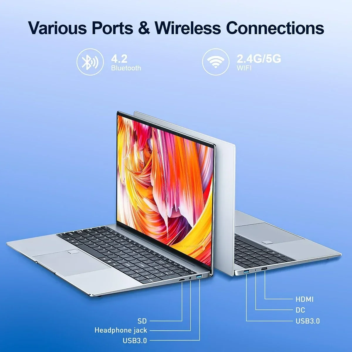 Portables Laptops 15.6 Inch 1920*1080 HD Screen Thin Netbooks Intel Celeron N5095 16GB RAM 1024GB SSD Windows 11 Pro Computer