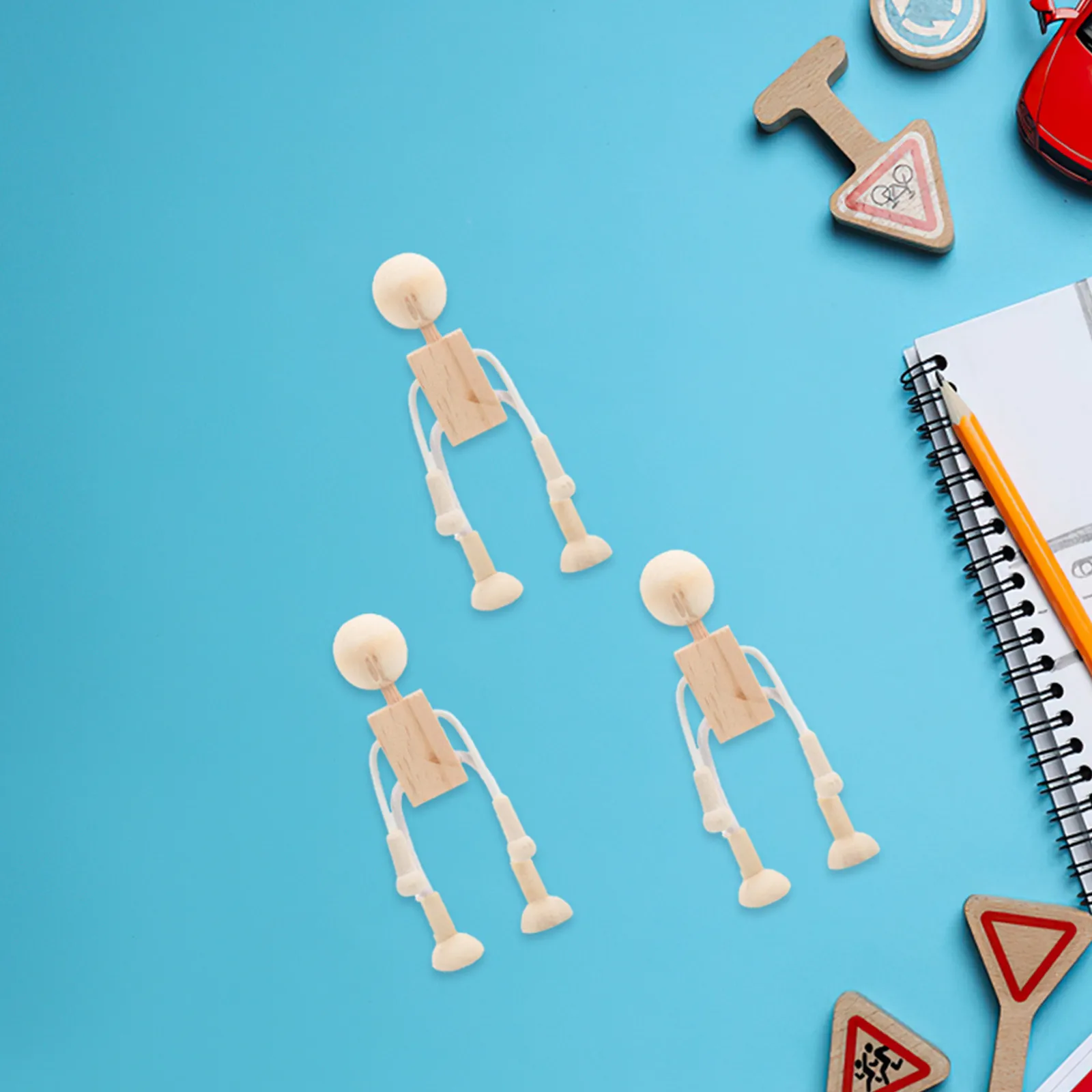 9Pcs Wooden Peg Unfinished People Robot for Painting Natural Smooth Surface Blank Figures DIY Craft Supplies Painting Toy