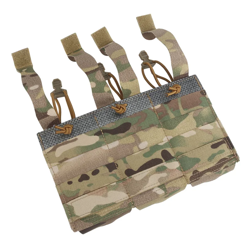Triple Mag Pouch 5.56/7.62mm Lightweight Open Top Elastic MOLLE Mount Multi Caliber Field Use Hunting Vest Waist Gear Carrier