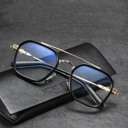 Fashion Retro Alloy Polygonal Large Men Women Glasses Frame Optical Photochromic Prescription Diopter Eyeglasses Sunglasses