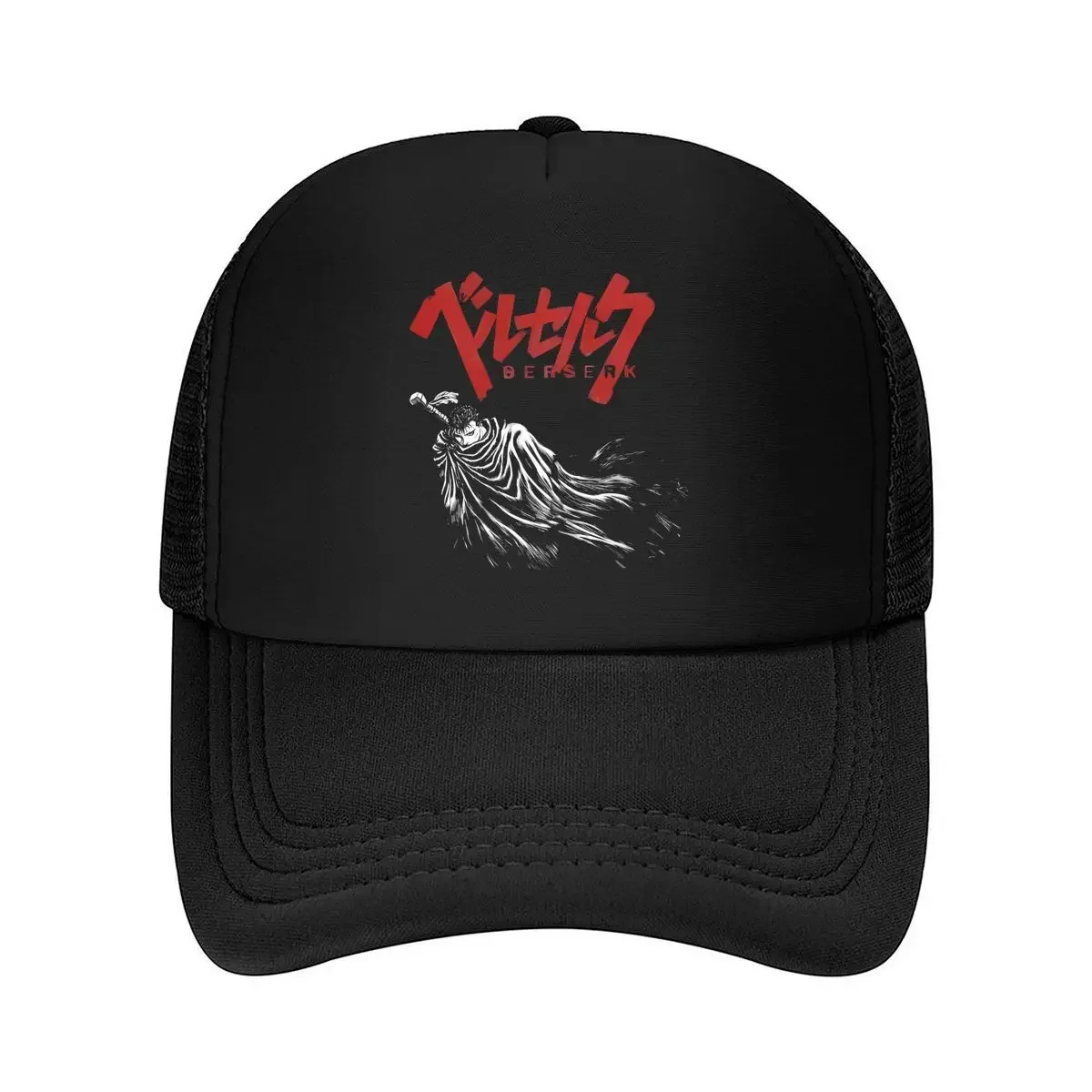 2026 Manga - inspired Art 'Berserk' with Dynamic Red Typography for Manga - cultural Design Mesh Baseball Cap