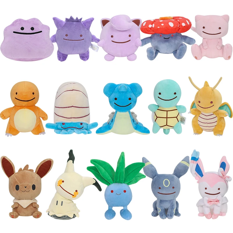 Pokémon Plush Cartoon Kawaii Doll Ditto Charmander Mimikyu Umbreon Sylveon Gengar Squirtl Lapras Dragonite Oddish Omanyte Eevee