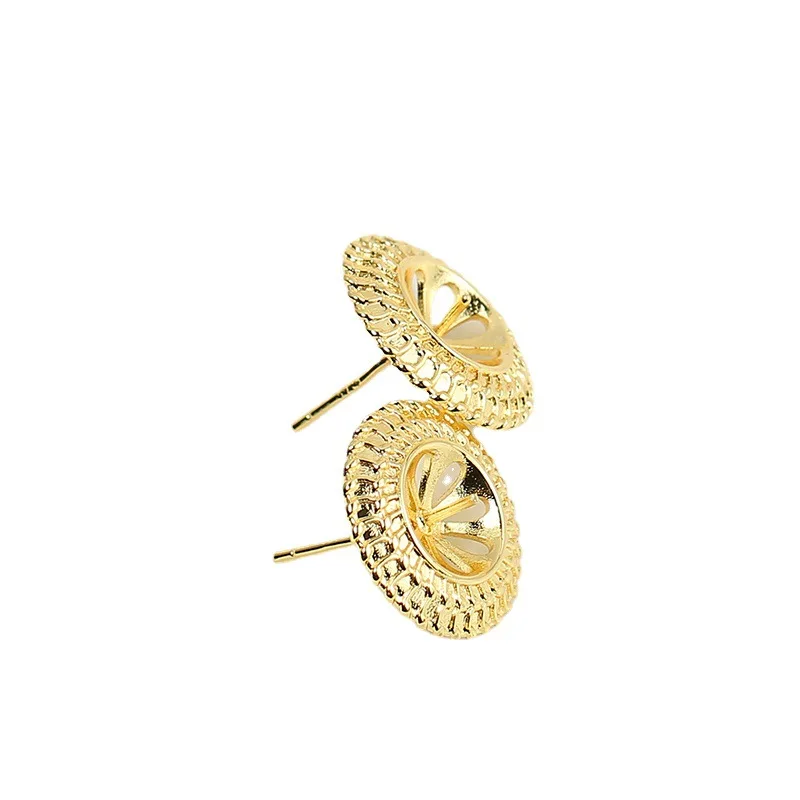 E038 Gold Plated Copper S925 Sterling Silver Needle Pearl Stud Earrings Findings Jewelry Making DIY Jewelry Accessories