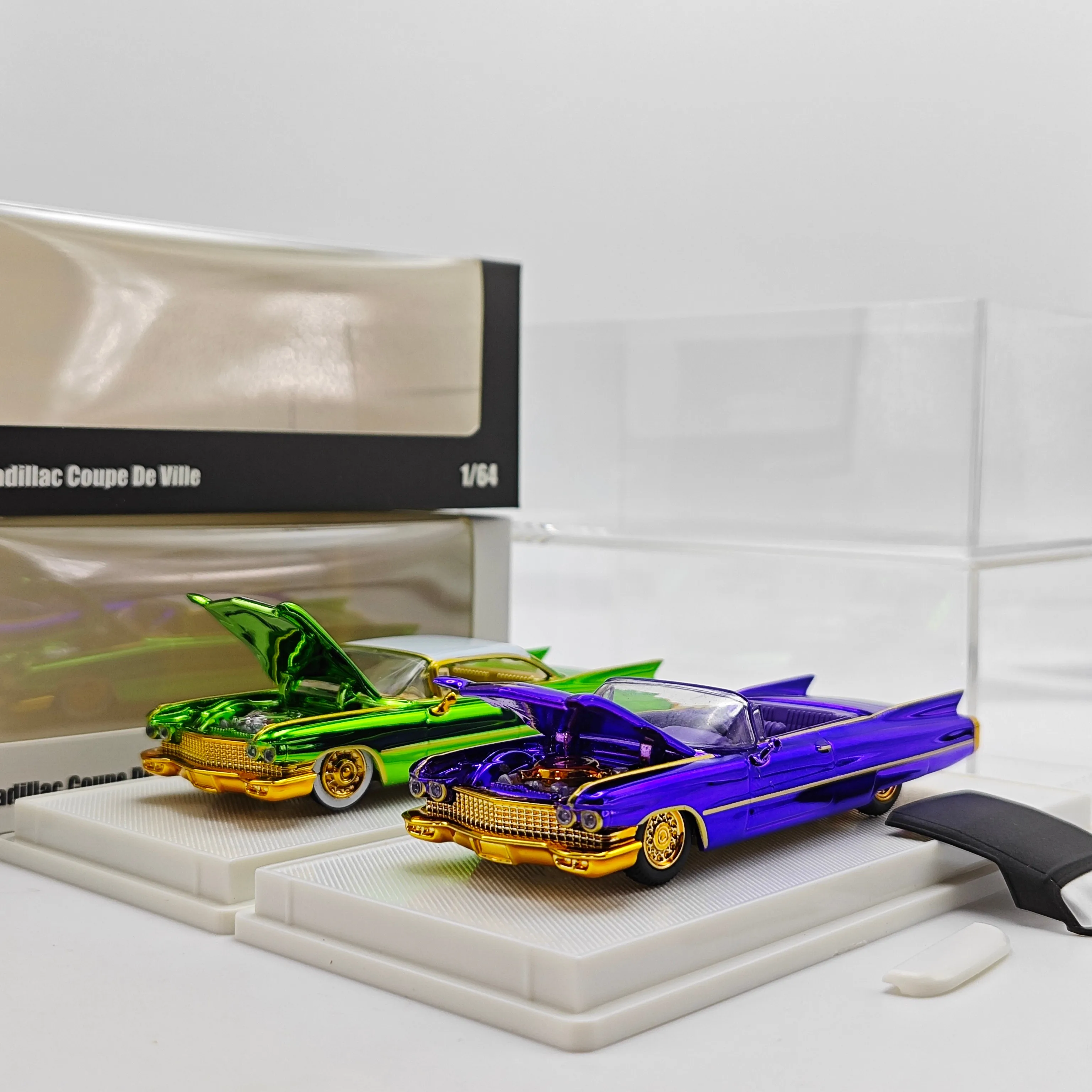 Mechanic 1:64 Cadillac Deville 1960 Gold Wheel Alloy Diecast Model Car Collectible Gift Static Display