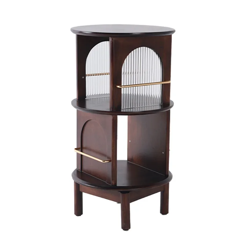 

Simple modern creative small coffee table Japanese wood bedside table rotating