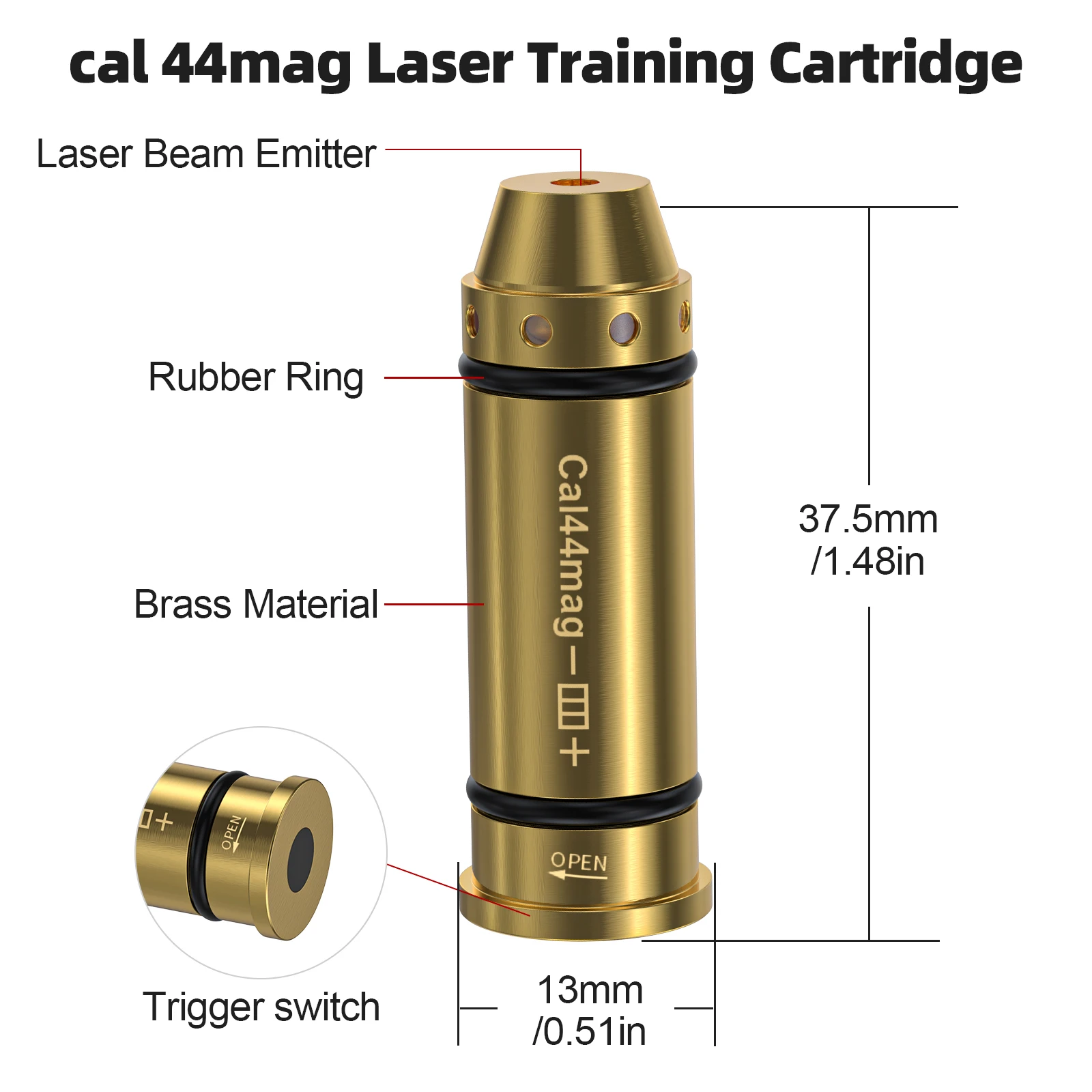 44mag ريد دوت الليزر التدريب خرطوشة النار الجاف التكتيكية رصاصة المدرب لممارسة علامات المسدس وتنمية المهارات