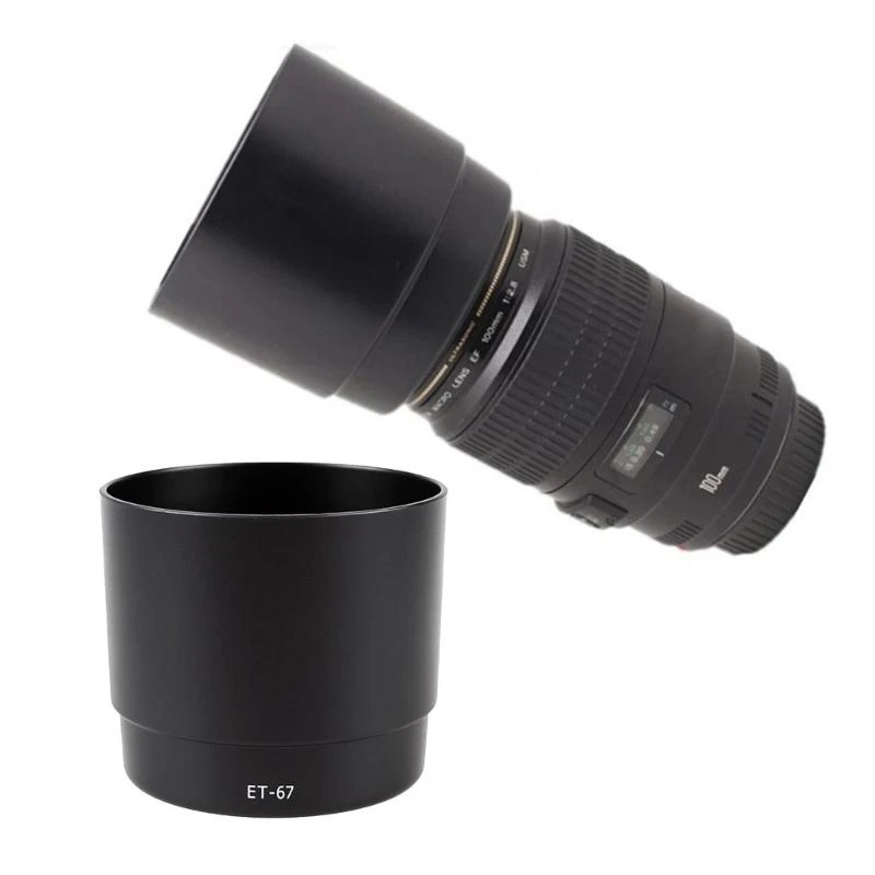 E8BA et67 ABS Sunshade Lens Shade لـ EF 100mm f/2.8 Macro Lens Hound Guard يحمي مرة أخرى الضوء غير المرغوب فيه