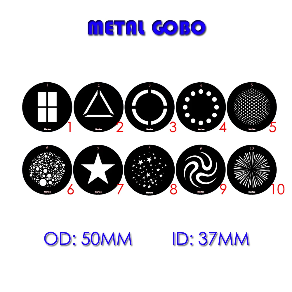 50MM GOBO pattern size 37MM, vintage slide projector Circular slides LOGO black and white projection modeling film Round steel