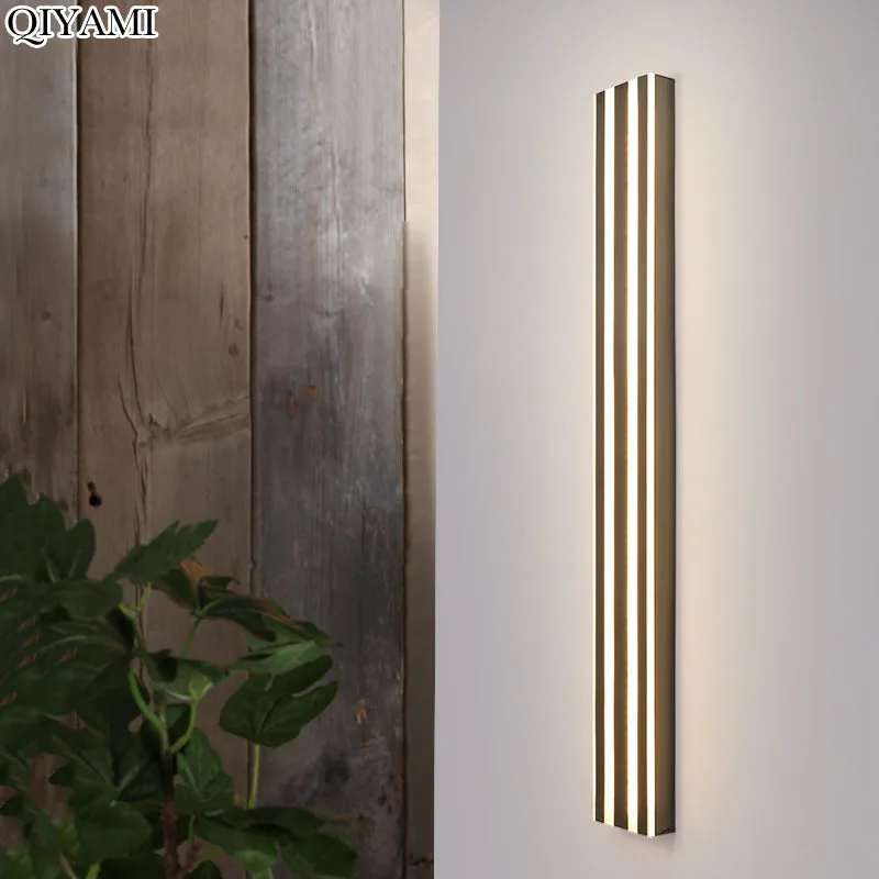 

Outdoor Lighting Waterproof Long Strip Wall Lamps Simple Modern Creative Black Gold Light Balcony Fixtures Up And Down Aluminum