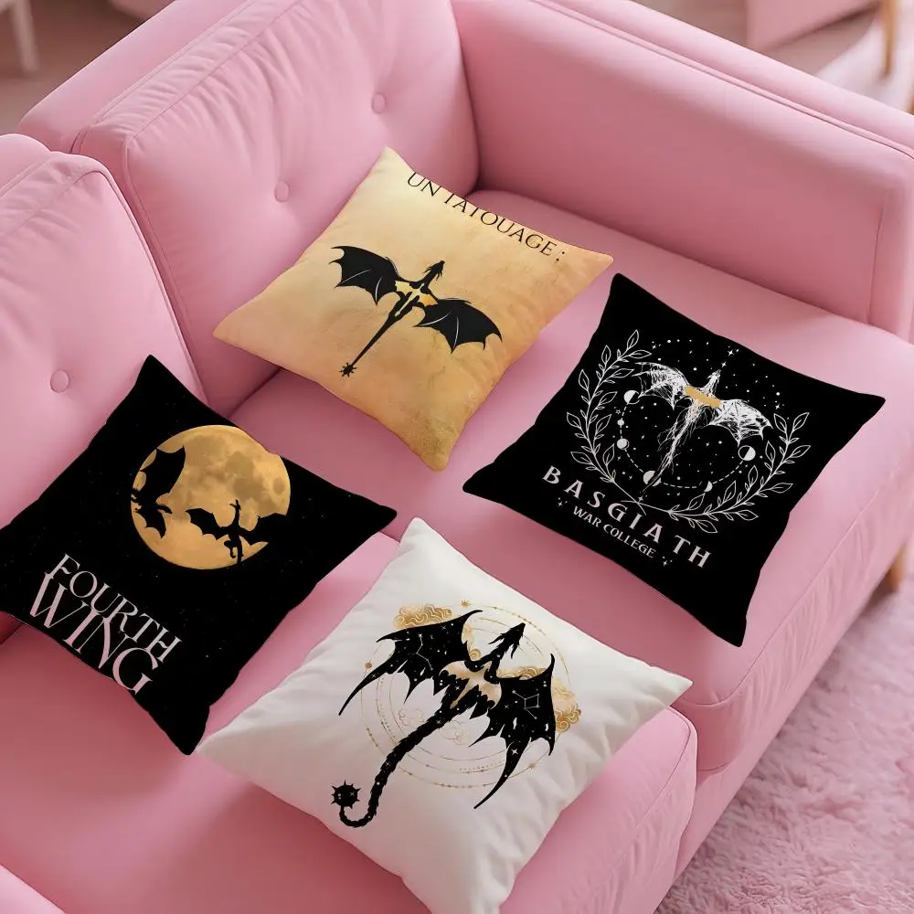 F-Fourth Wing Dragon Cool Dragon Wings Flying Pillow Case Silky Short Plush With Invisible Zipper Dustproof Sofa Cushion Cover