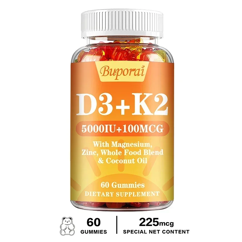 Vitamin D3 K2 Gummies - Strengthen Bones, Support Heart and Joint Health, Improve Immunity, Mood and Energy Levels