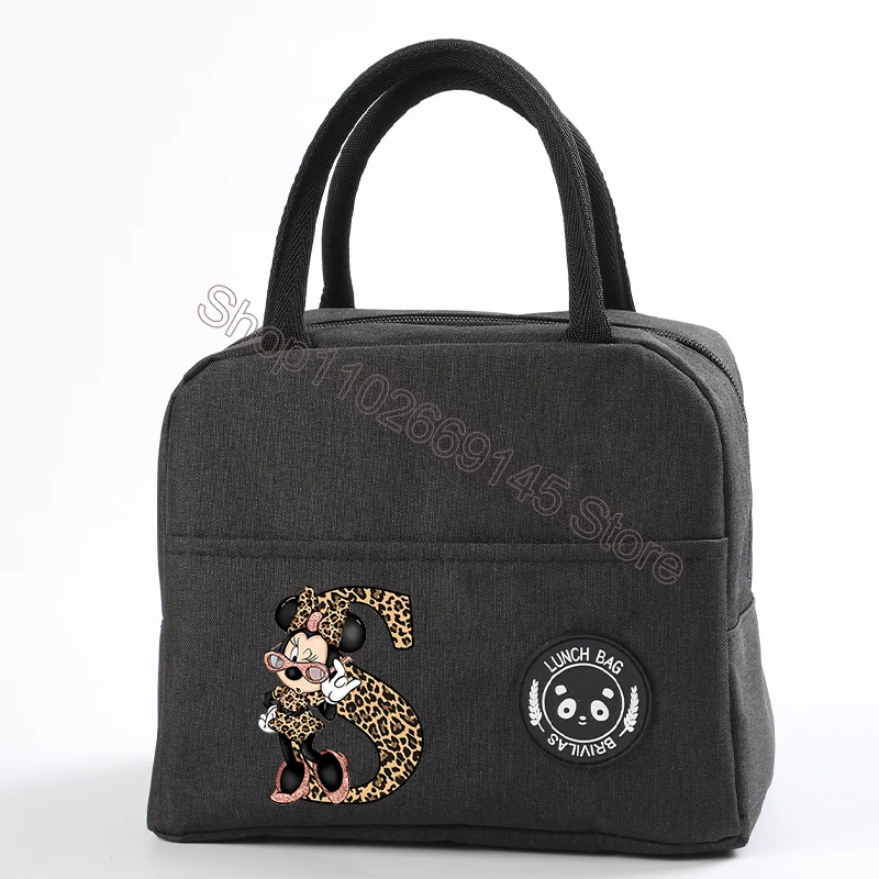 Mickey Minnie English Letters Lunch Pack Aluminum Foil Insulation Waterproof Food Insulation Bags Fashion Large Capacity Handbag