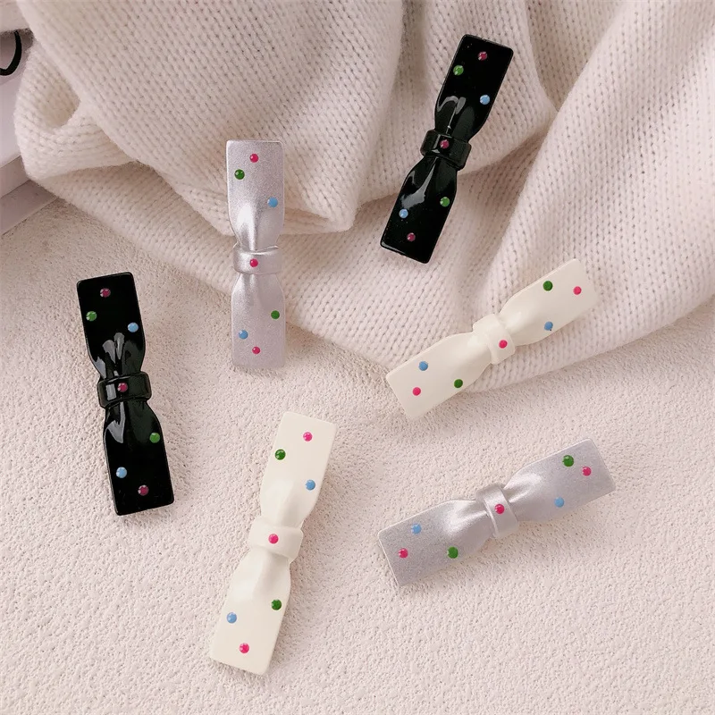 Metal Polka Dot Bow Geometric Hair Clips Girls Trend Classic Design Party Accessories