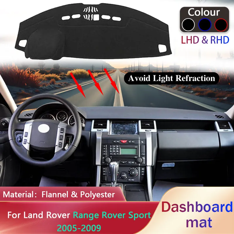 

Накладка на приборную панель автомобиля для Land Rover Range Rover Sport L320 2005 2006 2007 2008 2009, солнцезащитный коврик, коврик для подушки, аксессуары