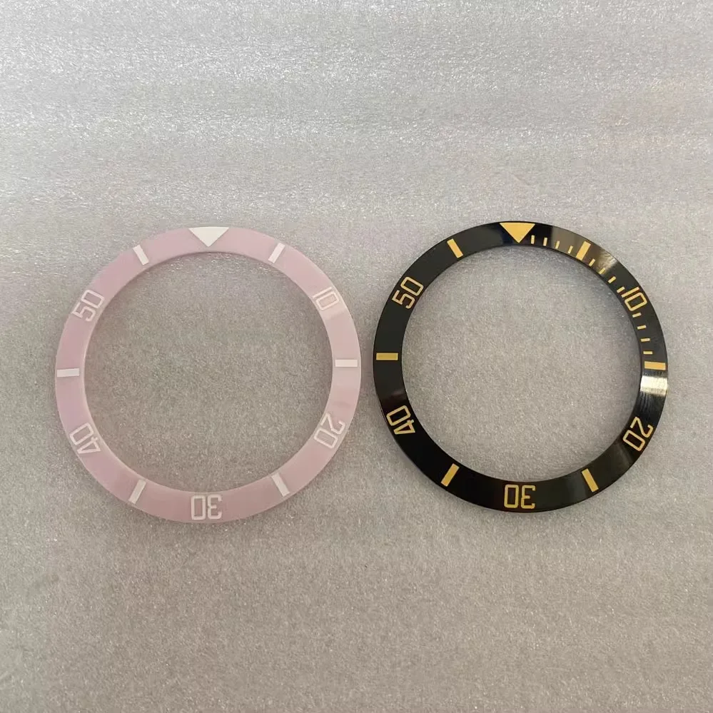 MODIFICADO Cerâmica Quartz Assista Acessórios, RING Motor Bell, preto e rosa, 38mm Diâmetro Interno, 30,5 milímetros