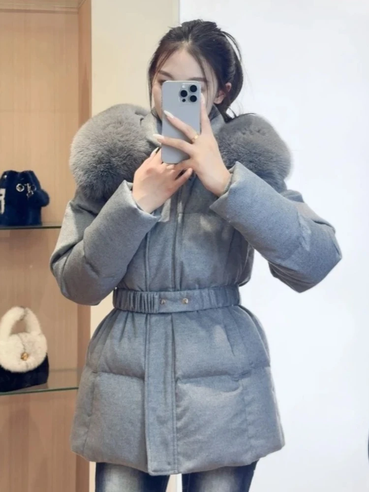 Goose Down Jacket with Fur Jacket Women's Winter Down Jacket Real Fur for Women Real Fox Fur Hooded Real Fur Coats for Woman