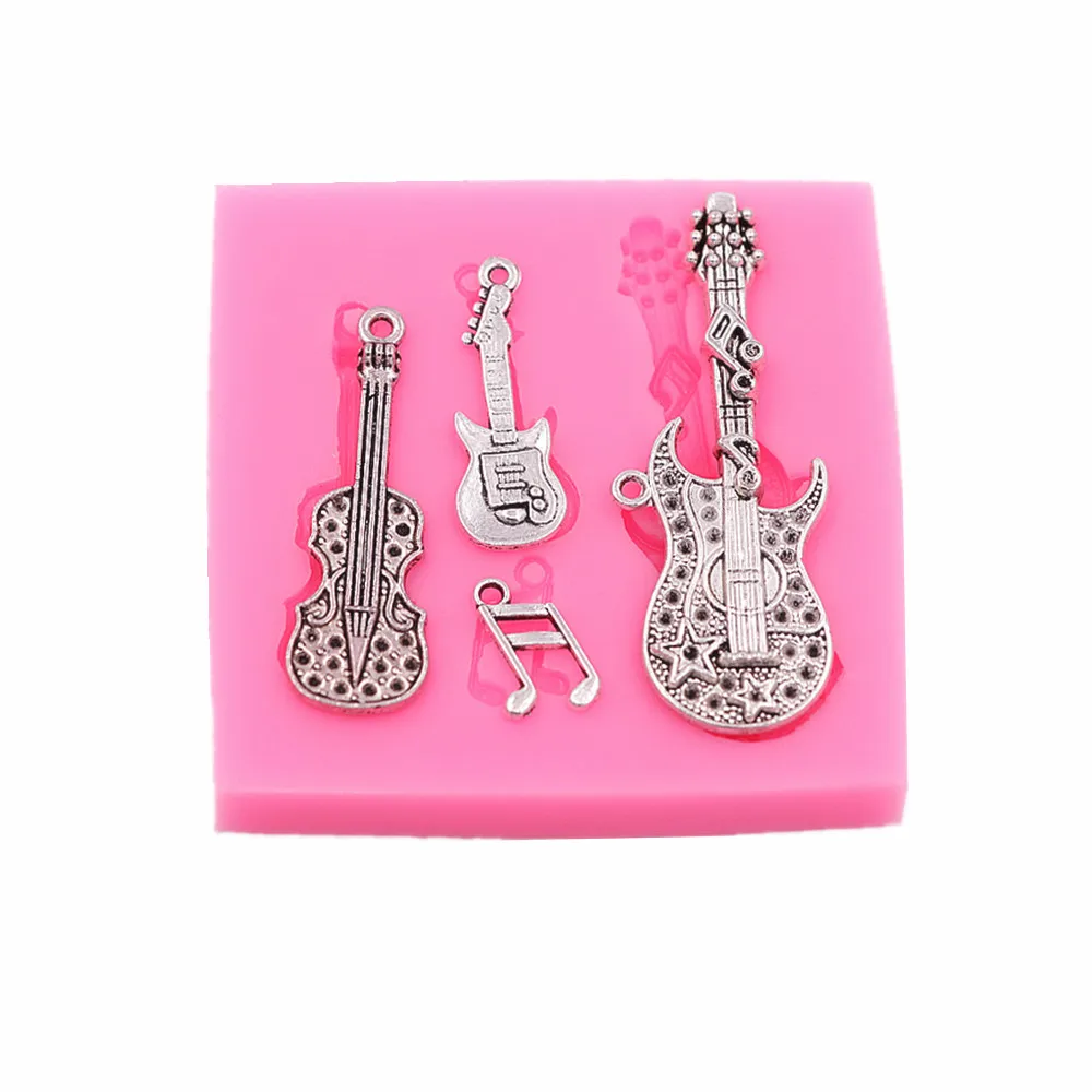 Notes Guitar Elastic Mold Resin Clay Candy Chocolate Baking Bakery Bakery Chocolate Biscuits DIY Handmade Kitchen Baking Gadgets