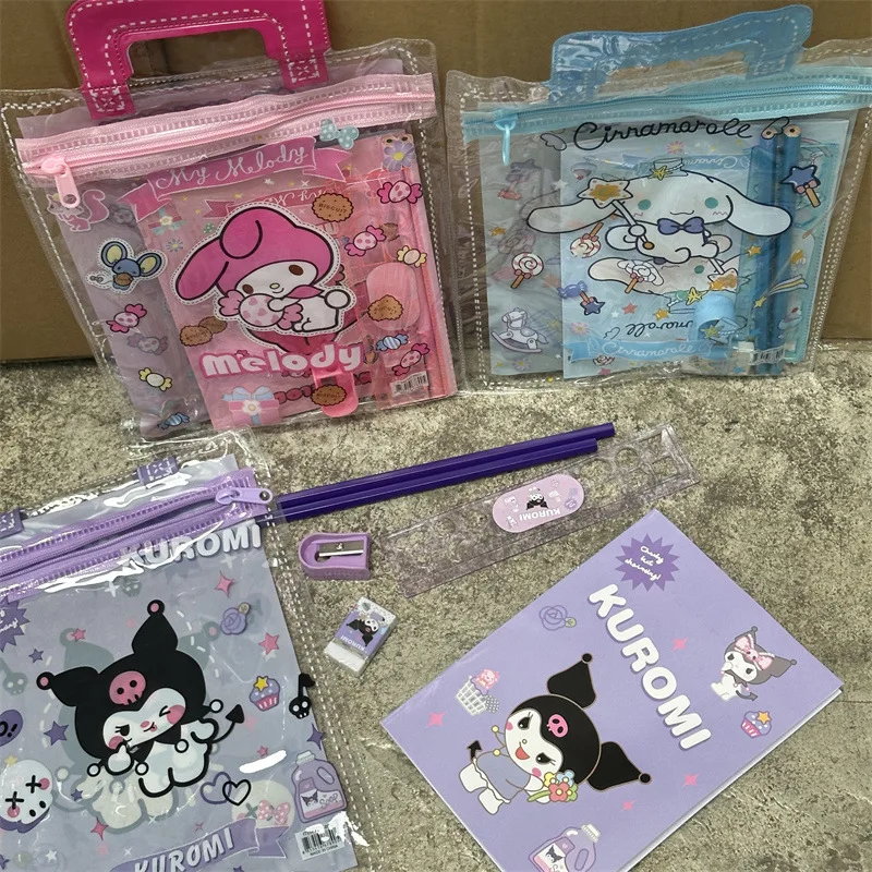 Sanrio Kuromi Melody Cinnamoroll портативная Подарочная сумка для канцелярских принадлежностей Красивая Милая линейка для блокнота ластик женский комбинированный подарок