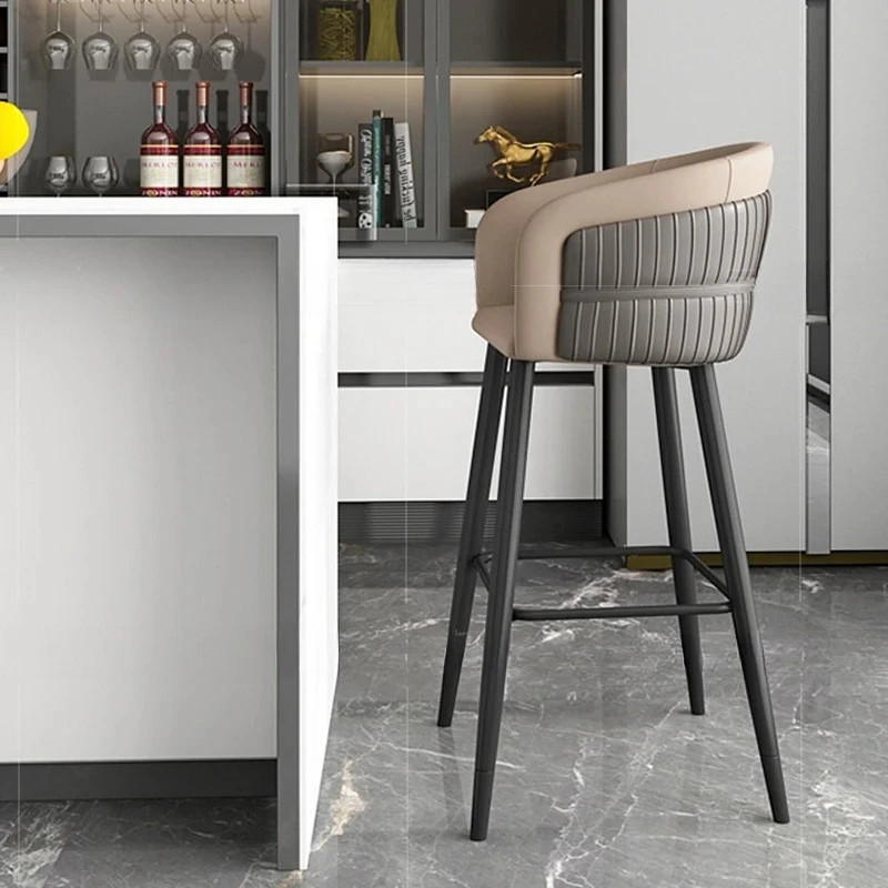 Italian Style Back Bar Stools Luxury Commercial Sustainable Kitchen Bar Stools High Chair Modern Sillas Barra High End Furniture