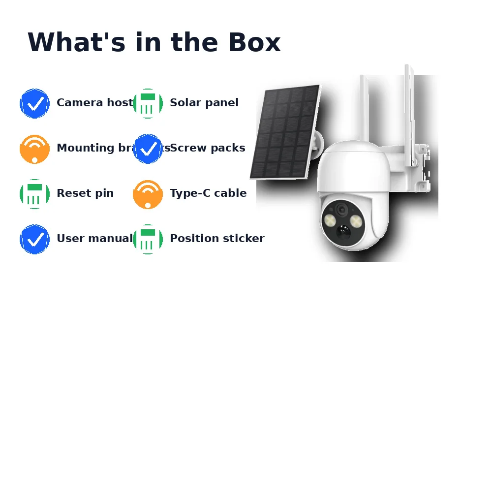 3MP WiFi Solar PTZ Camera, 6000mAh 30-Day Standby, Full-Color Alarm Recording, PIR Motion Sensor, IP65 Outdoor