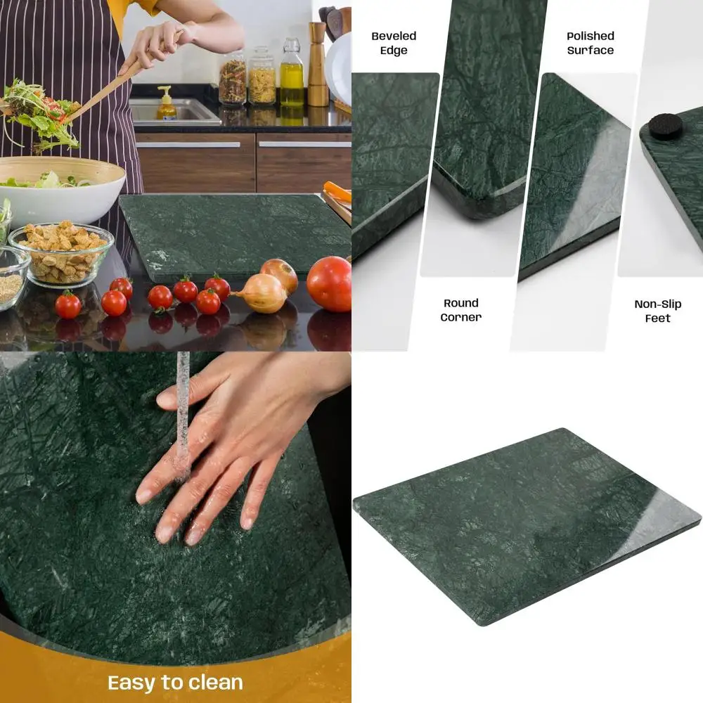 

Доска для закусок из зеленого мрамора 12x16 дюймов с нескользящим основанием для сыра, мясных деликатесов и шоколада