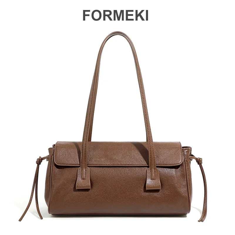 Formeki Autumn Winter New Shoulder Bag 2025 Trend Vegetable Tanned Cowhide Underarm Bag Pillow Bag Women'S Bag Popular Vintage