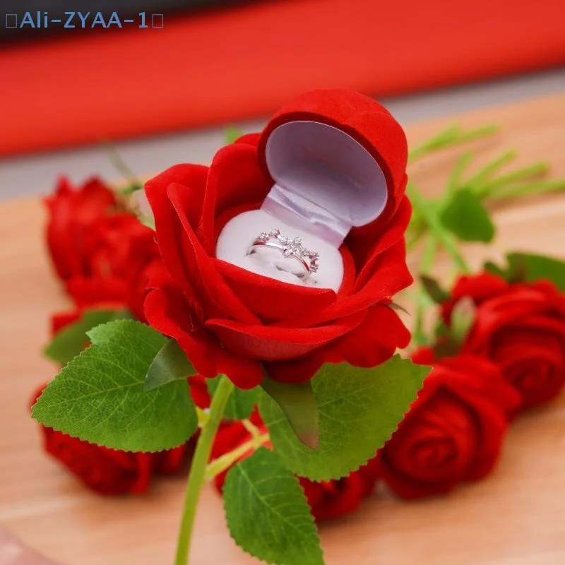 

【ZYAA-1】1/2Pcs Wedding Jewelry Display Storage Case Red Rose Flower Ring Display Box Proposal Anniversary Romantic Gift Box