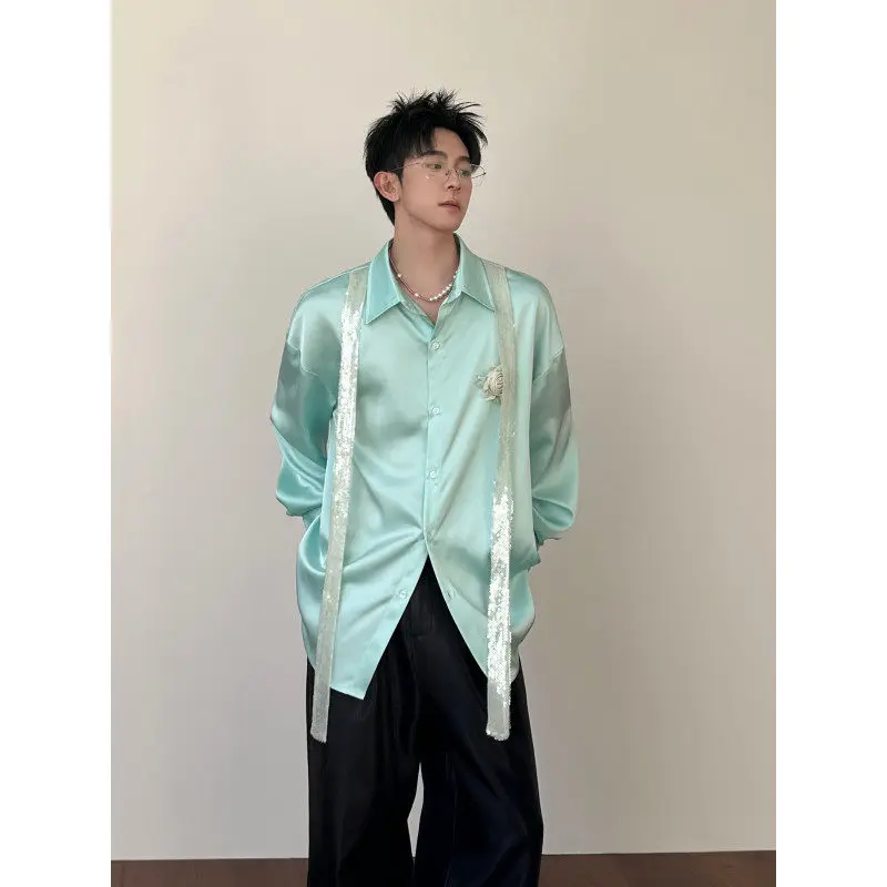 

Мужской сценический костюм из ацетата с пайетками в виде роз, модный дизайн, для выступлений, весна-лето, молодежный, из полиэфирного волокна