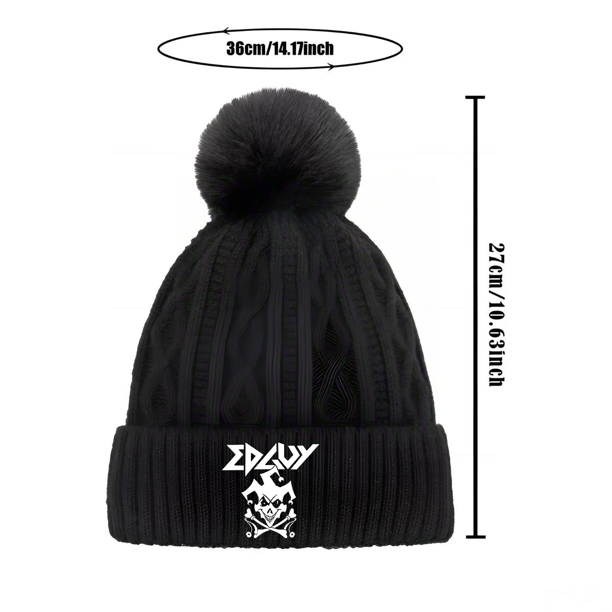 EDGUY Nieuwe unisex Pom Pom Knit - Meerkleurige, warme wintermuts met stijlvol printontwerp voor heren en dames