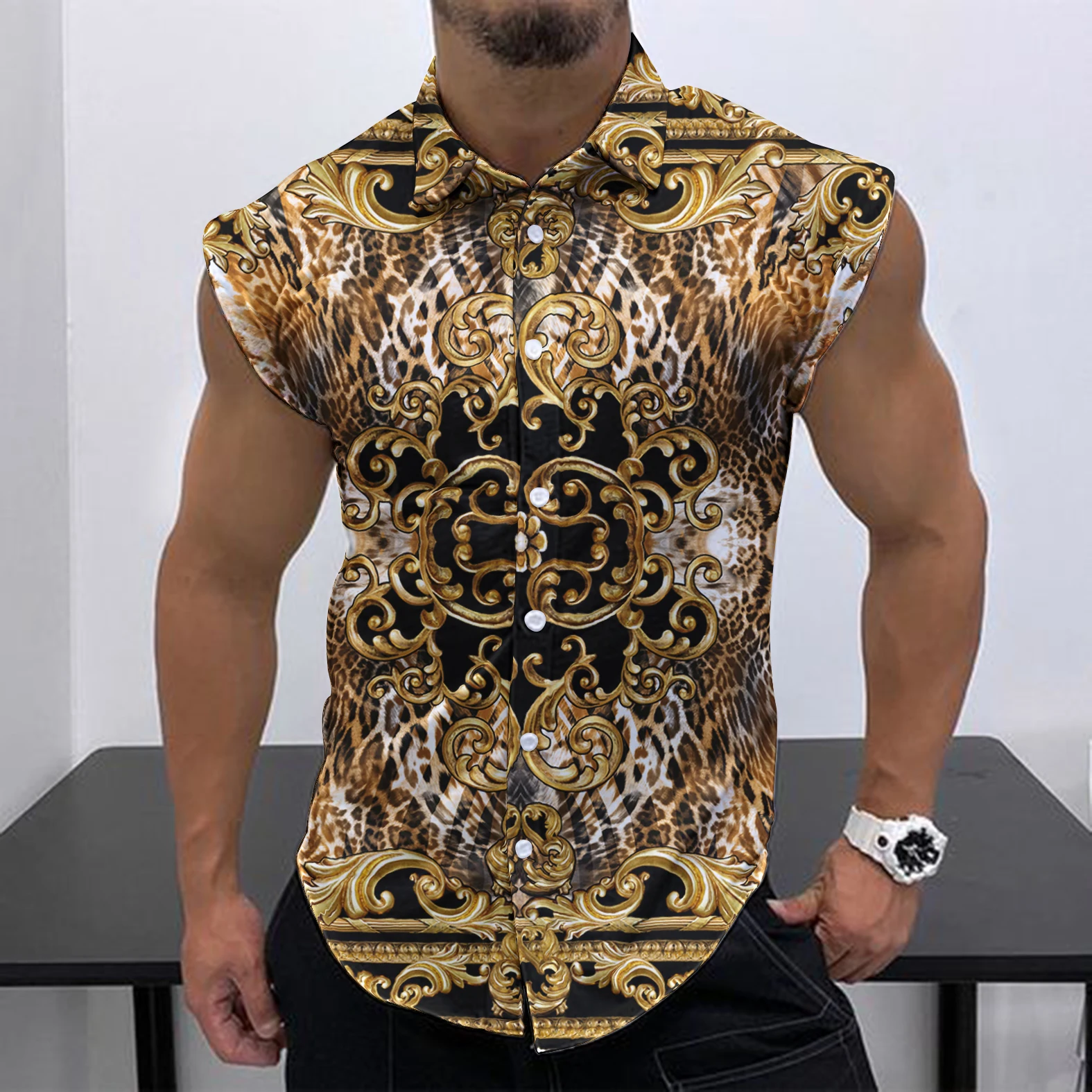 2023 Summer New Men\'s Sleeveless Shirt Fashion Street Leisure Beach Holiday Party Fashion Brand HD 3D Print Quick Dry Shirt